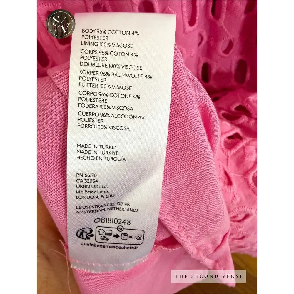 Anthropologie The Somerset Pink Maxi Dress Eyelet Wedding Guest Size Large - Picture 11 of 11
